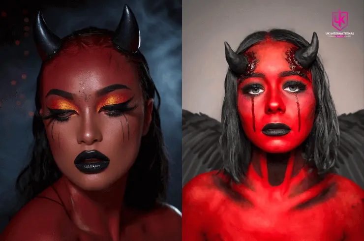 Fiery Demon or Hellfire Look Halloween Makeup