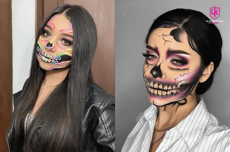 Neon Skeleton Halloween Makeup 